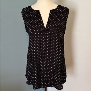 LOFT Cap Sleeve Black and White Blouse